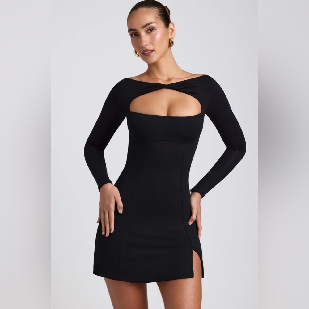 Twist Front Long Sleeve Mini Dress